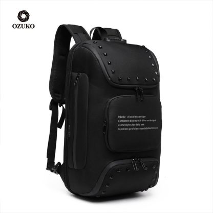 Ozuko 9248 Fashion Rivet Business Laptop Backpack Student Sports School Bag with External USB Port - Image 4