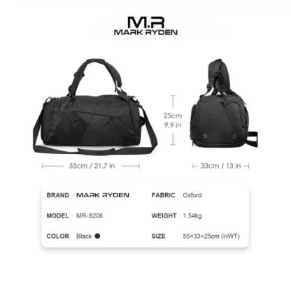 MARK RYDEN MR-8206 Large Capacity Travel Gym Daffle Shoulder Bag - Image 5